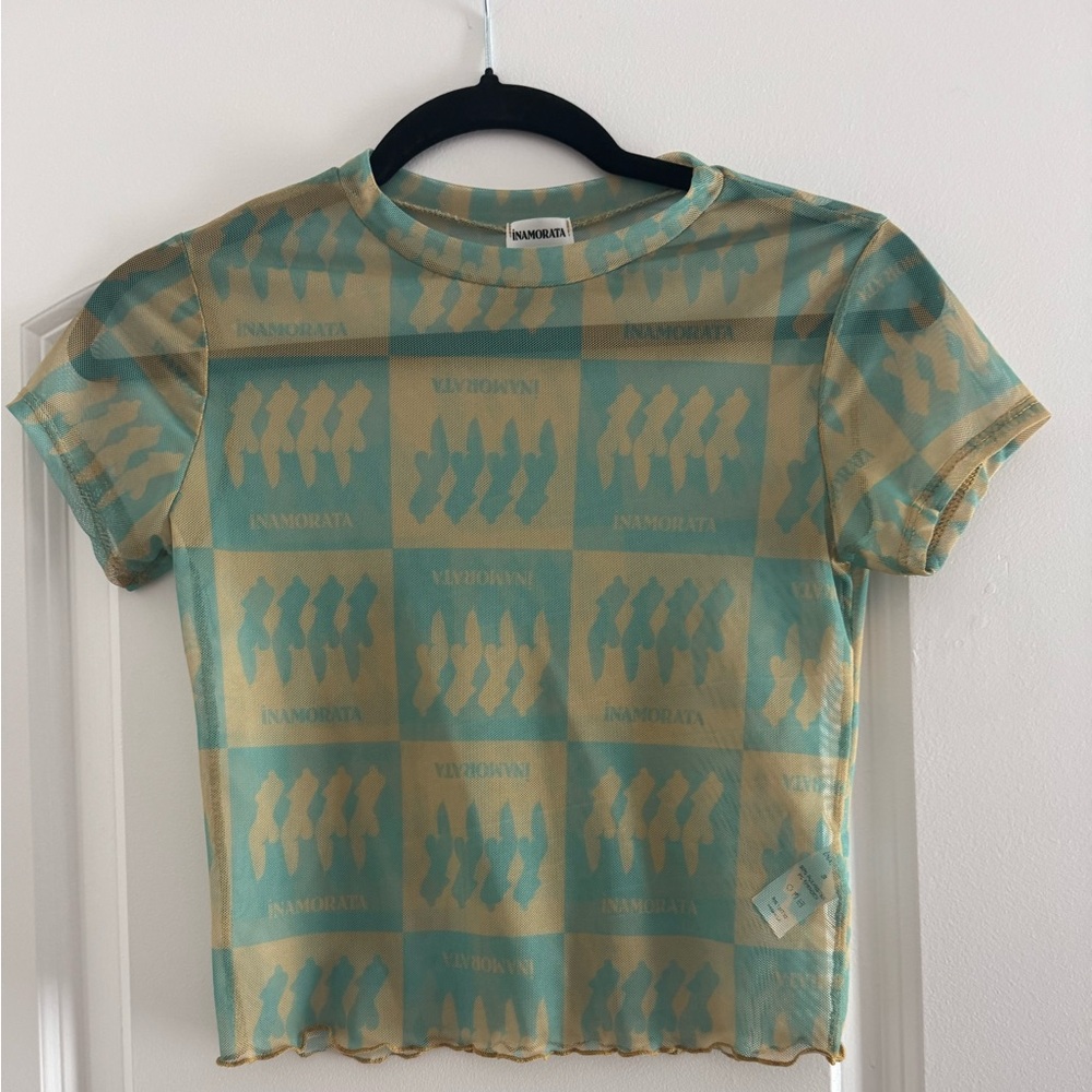 INAMORATA Bambi baby tee Checkered Sheer small Crop Top